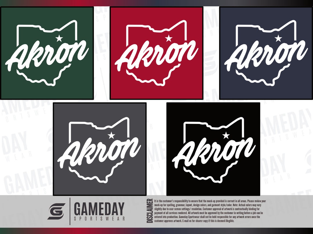 Akron Script Akron Ohio Design: Script Over Ohio (white Ink) - Etsy