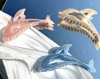 Dolphin Hair Clip, Large Hair Claw, Animal hair accessory, Ocean hair claw, Children hair claw, Pink hair claw, Blue Hair claps, Child gift