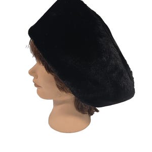 Vintage ladies black fur hat made in Italy Vintage Black Lamb Fur Pillbox Hat, Vintage Hat, Vintage  main image 3