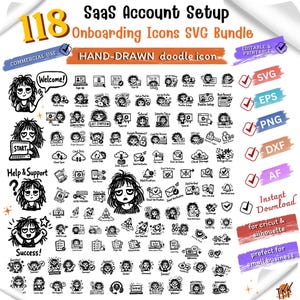 Hand-Drawn Onboarding UI Icons SVG Bundle, Doodle Style UX Files (svg, png, eps, dxf)