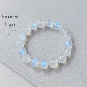 9mm Rainbow Moonstone Bracelet | Natural Blue-Flash Healing Crystal Jewelry | Elastic Energy Stack Bracelet | Calming Crystal Gift for Her