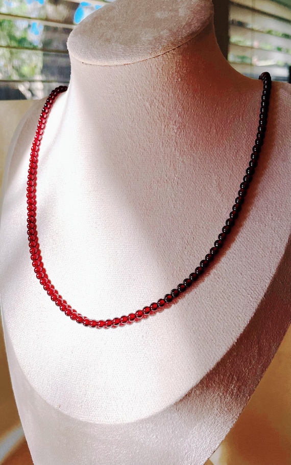 Natural Garnet Necklace | Triple Red Gemstone Bracelet, Layered Garnet Stone Jewelry