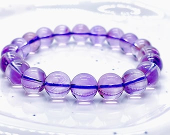 Amethyst Bracelet | Natural Purple Healing Crystal Beaded Bracelet | Minimalist February Birthstone Jewelry Gift for Her
