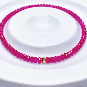 Dainty Ruby Bracelet | Natural Red Gemstone Stacking Bracelet |  Minimalist Birthstone Jewelry Gift