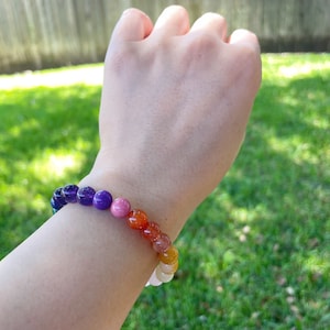 Natural Healing Crystal Bracelet: Multi-Gemstone Amethyst, Rose Quartz, Citrine, Malachite