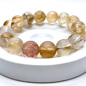 Radiant Hematoid Quartz Bracelet | Natural Healing Crystal Jewelry Gift