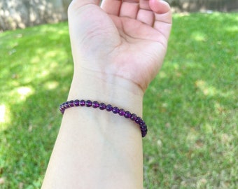 Dainty Amethyst Bracelet | Natural Purple Crystal Jewelry | Healing Crystal Bracelet | Minimalist  February Birthstone Jewelry Gift