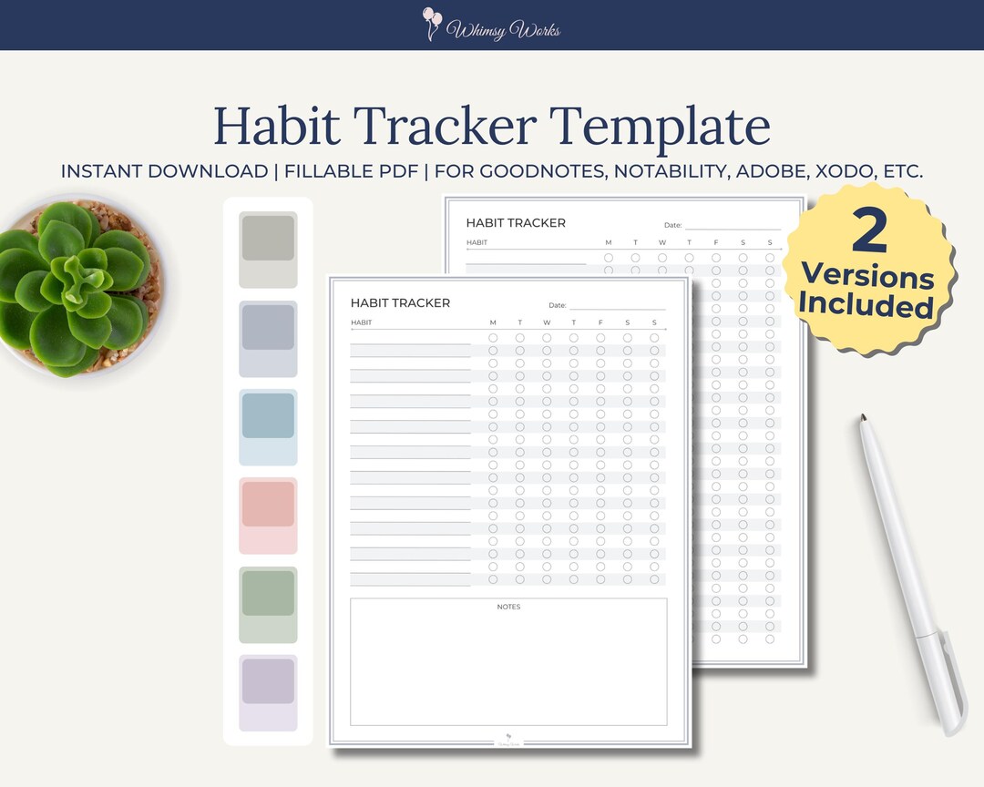 Habit Tracker Template, Weekly Routine Template, Printable 7 Day Habit ...