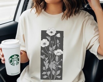 Vintage Poppy Flower Shirt | California Wildflower Tee, Boho Cottagecore Top