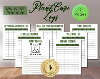 Plant Care Log: Houseplant Tracker and Growth Journal | Instant Download