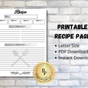 Printable Recipe Template: DIY Cookbook Pages (PDF Download)