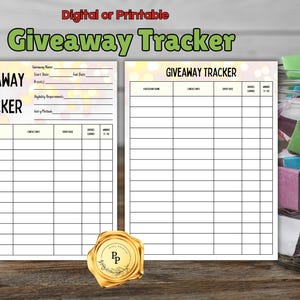 Printable Giveaway Tracker: Raffle Entry Log, Contest Organizer (PDF)