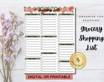 Printable Grocery Shopping List | Meal Prep Planner, Food Budget Tracker & Grocery Organizer | Digital Download