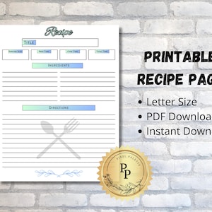 Printable Recipe Template: DIY Cookbook Pages (PDF Download)