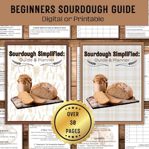 Sourdough Starter Guide & Planner, Printable or Digital Sourdough Bread Journal and Baking Tracker