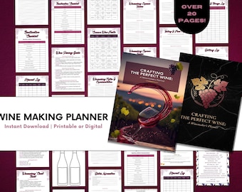 Winemaking Planner: Wine Log Book, Batch & Cellar Tracker (Digital or Printable PDF)
