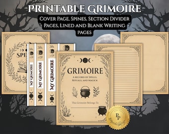 Printable Witch Grimoire Kit: Book of Shadows Pages (PDF)