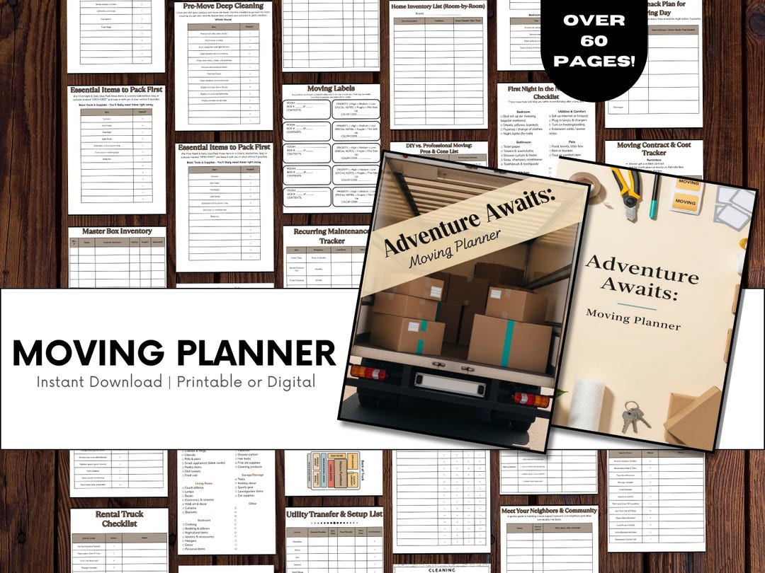 Printable Moving Planner | Digital Relocation Organizer, Checklist ...