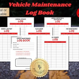 Printable Car Maintenance Log: Vehicle Service Tracker (Instant Download)