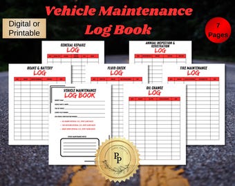 Printable Car Maintenance Log: Vehicle Service Tracker (Instant Download)