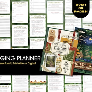 Druckbarer Futterplaner PDF - Essbarer Wildführer, Ernte-Tagebuch & Saisonaler Tracker - Pflanzen, Pilze und Kräuternotizen