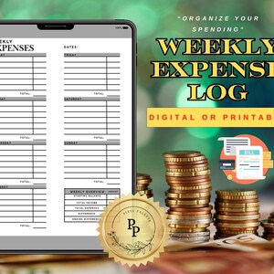 Registro de gastos semanales imprimible / Seguimiento de presupuesto, Planificador de gastos y Organizador financiero / Descarga digital