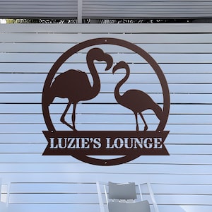 Personalized Flamingo Sign, Custom Beach House Address Sign, Metal Pool Sign, Flamingo Garden Decor, Tropical Home Gift Idea