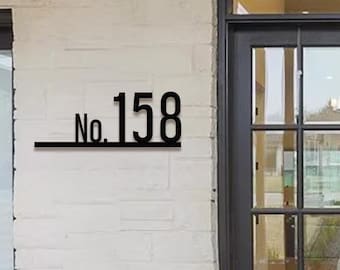Mid Century Modern Metal House Number Sign, Address Sign with Street Name, Retro Style House Number, Anniversary Gift, House Warming Gift