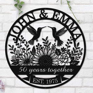 Personalized 50th Anniversary Gift for Parents, Custom 50 Year Anniversary Sign, Ruby Anniversary Gift, Wedding Anniversary Metal Wall Art