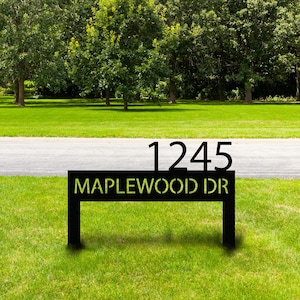 Personalized Metal Address Sign, Custom House Number Yard Stake, Modern Address Plaque, New Homeowner Gift, Outdoor Home Address Sign