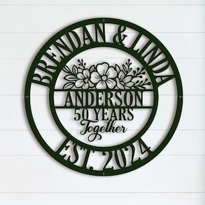 Personalized 50th Anniversary Gift for Parents, Custom 50 Year Anniversary Sign, Ruby Anniversary Gift, Wedding Anniversary Metal Wall Art