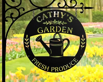Custom Garden Metal Sign | Fresh Produce Hanging Sign | Personalized Vegetable Garden Decor | Gift for Gardener | Outdoor Yard Sign