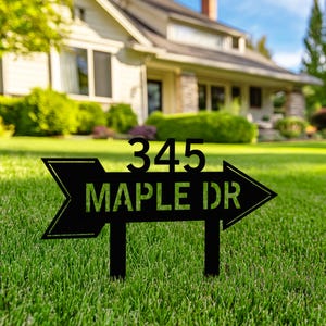Metal Arrow Address Sign, Custom Outdoor House Numbers, Lawn Sign for Business, Personalized Yard Decoration, Unique Address Marker