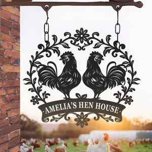 Customized Chicken Farm Metal Sign, Personalized Chicken Coop, Hen House Coop Sign, Family Name Sign for Farm House, Farm Decor, Famer Gifts