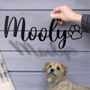 Nombre de mascota de metal personalizado con pata / Decoración de metal personalizada para perro / Letrero con nombre de perro / Regalo para mamá perro / Regalo para papá perro / Regalo conmemorativo para pérdida de mascota