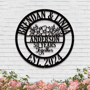 Personalized 50th Anniversary Gift for Parents, Custom 50 Year Anniversary Sign, Ruby Anniversary Gift, Wedding Anniversary Metal Wall Art