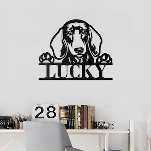 Custom Dachshund Metal Sign – Personalized Dog Name Sign, Dog House Decor, Pet Lover Gift, Dog Mom Sign, Pet Wall Art, Home Decor