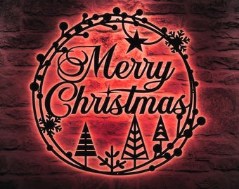 Merry Christmas Metal Sign, Outdoor Christmas Decor, Metal Wall Art, Metal Christmas Wall Decor, Farmhouse, Modern Holiday Wall Decor