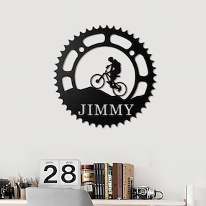 Custom Mountain Bike Metal Sign, Personalized Biking Metal Wall Art, Biker Name Sign, Home Garage Decor, Bike Rider Gift, Sport Room Decor