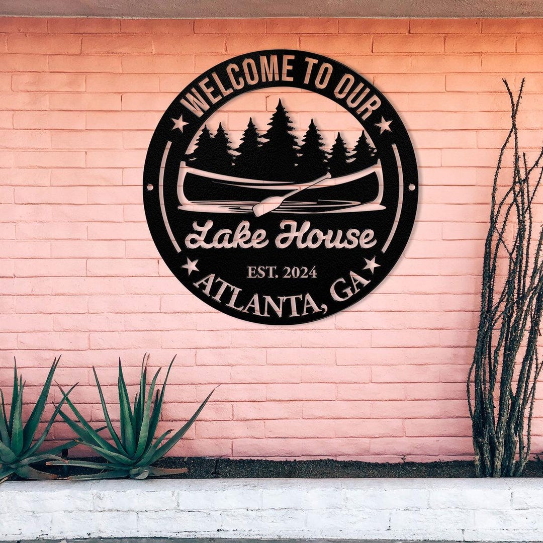 Personalized Lakehouse Metal Sign, Custom Lake House Wall Art Decor ...
