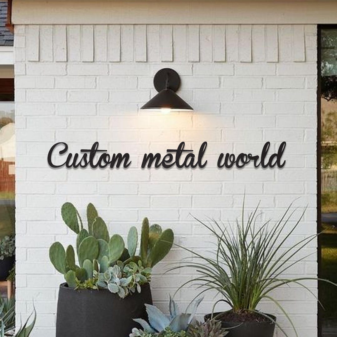 Personalized Metal Name Sign, Custom Wall Text Decor, Modern Script ...