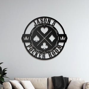 Custom Poker Metal Wall Art With Light, Gift For Poker Lover, Personalized Poker Game Room Decor, Gamer Gift Custom Monogram Sign, Bar Decor