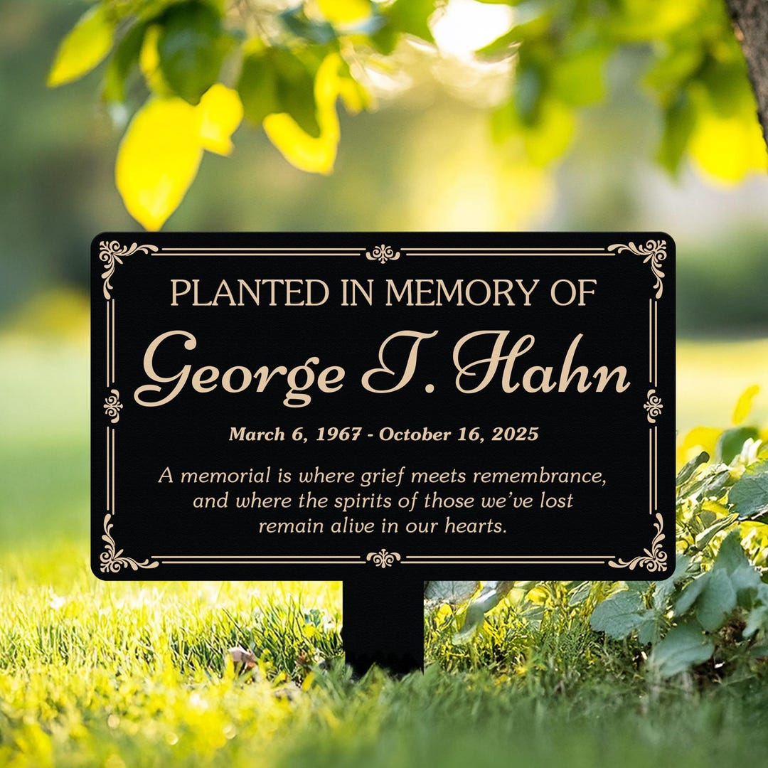 Custom Memorial Tree Plaque With Stake, Sturdy Metal Garden Marker ...
