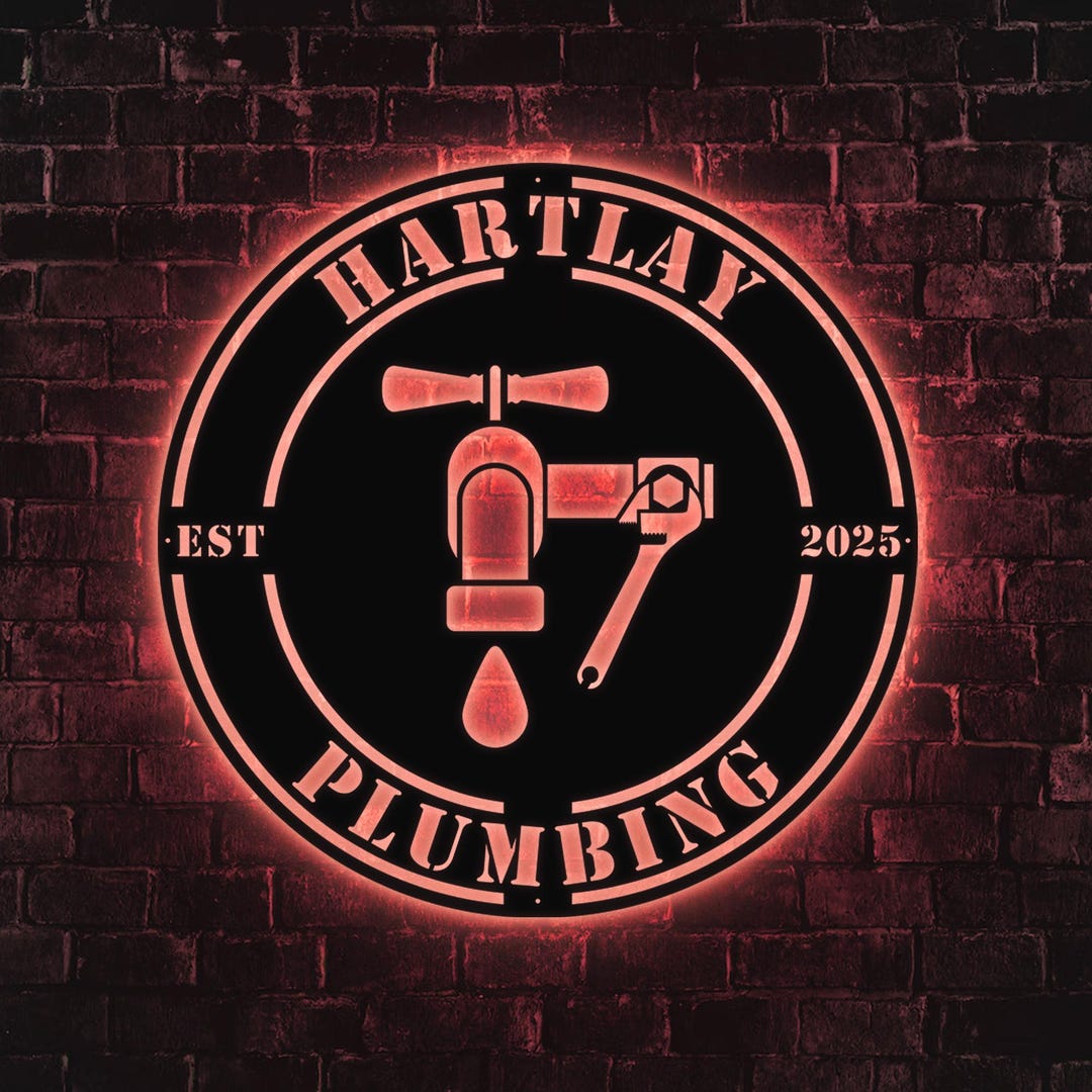 Plumbing Business LED Wall Sign – Custom Metal Logo Sign With Faucet ...