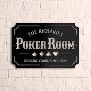 Personalized Poker Metal Wall Art With Lights, Gift For Poker Lover, Poker Game Room Decor, Gamer Gift Custom Monogram Sign, Bar Decor