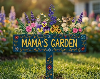 Floral Mama Garden Stake, Metal Garden Sign for Grandma, Outdoor Yard Decor, Mother’s Day Gift, Personalized Garden Gift
