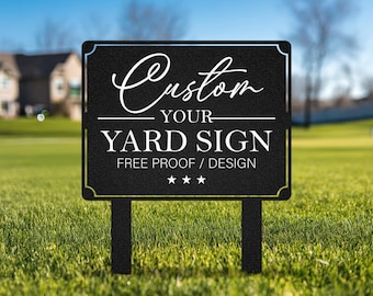Placa de Jardim Personalizada – Placa de Metal Externa Personalizada para Jardim, Gramado, Entrada de Garagem ou Casa, Design Gratuito, Presente Ideal para Proprietários de Imóveis