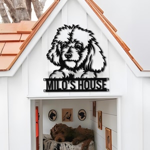 Custom Poodle Metal Sign, Personalized Dog Name Sign, Dog House Decor, Pet Lover Gift, Dog mom Sign, Poodle Wall Art, Wall Art Decor