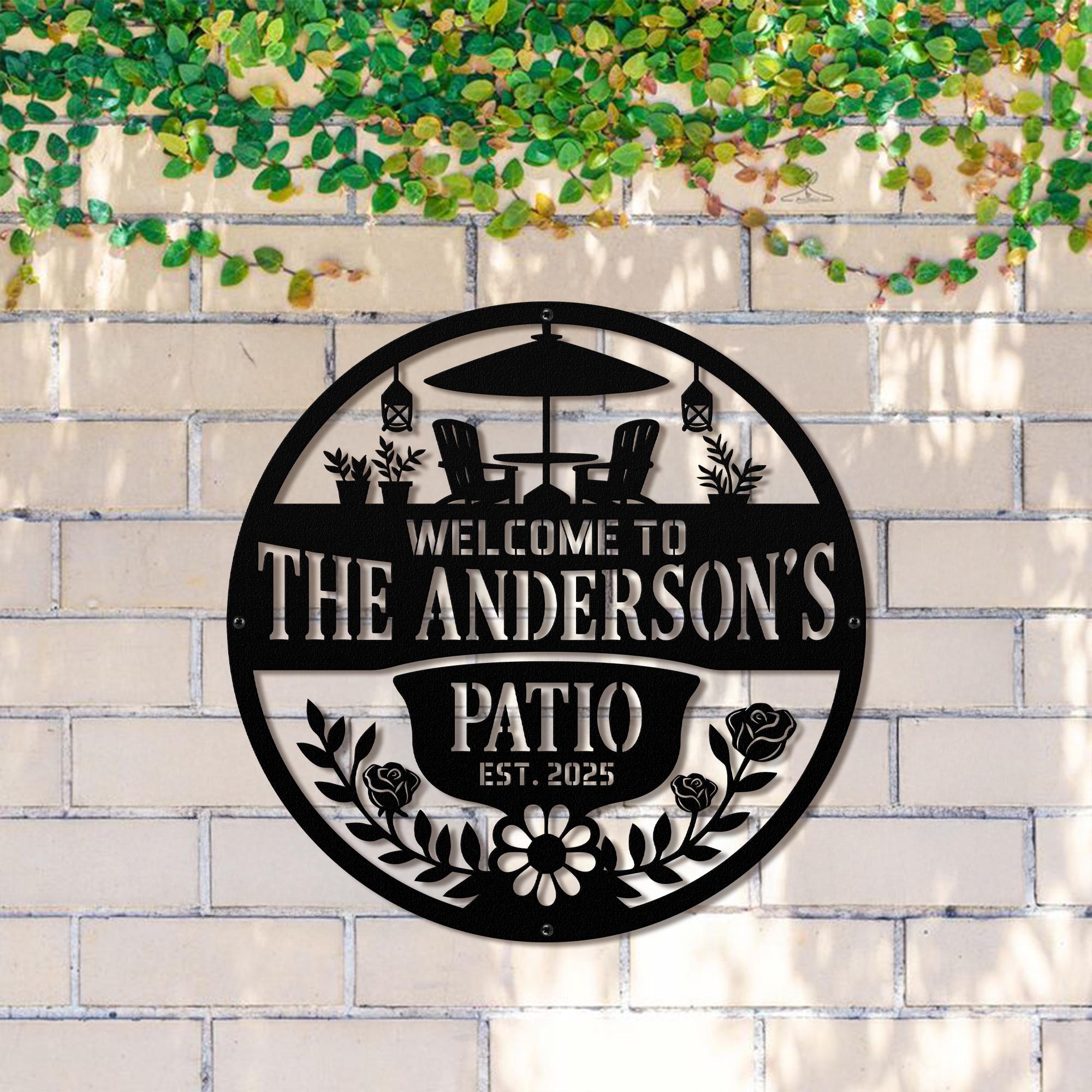 Personalized Metal Patio Sign, Custom Metal Backyard Sign, Outdoor ...