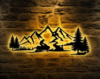 Custom Snowmobile LED Metal Sign, Personalized Ski-Doo Wall Art, Outdoor Decor for Snowmobile Enthusiasts, Gift for Him, Man Cave Decor